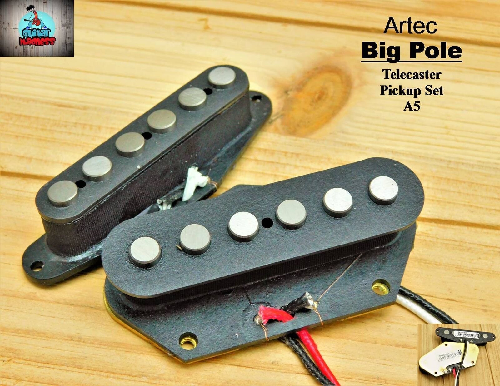Artec Black Alnico 5 Big Pole Piece Neck Bridge Pickups Set For Tele TL Guitar