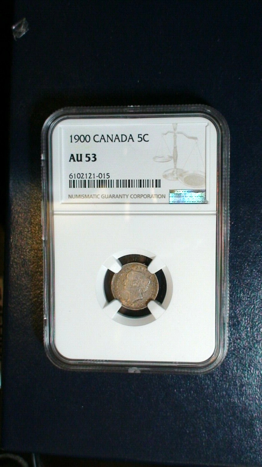1900 Canada Five Cents NGC AU53 CIRCULATED SILVER 5C Coin BUY IT NOW!