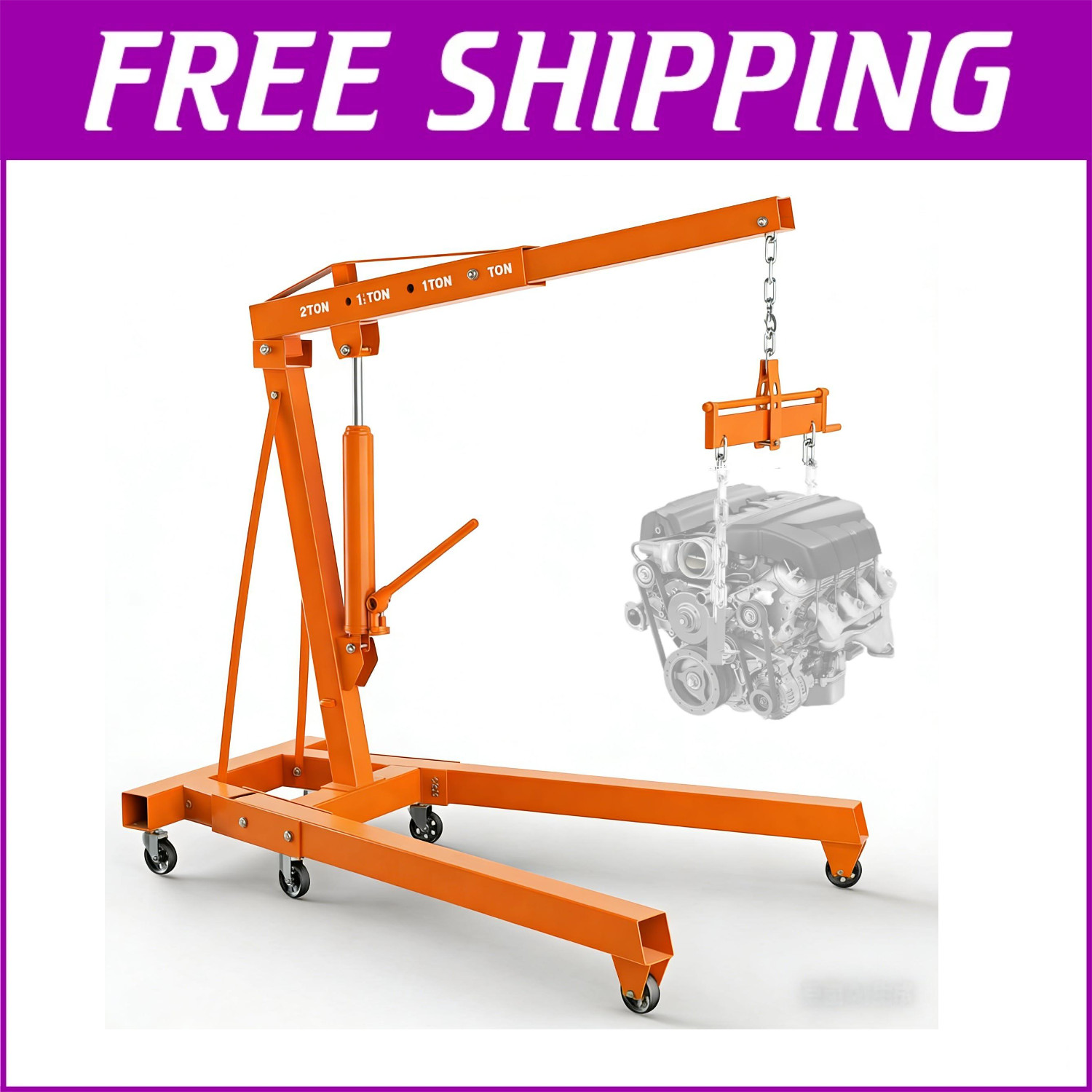Engine Hoist with Lever Folding Cherry Picker Engine Hoist Folding Shop Crane US