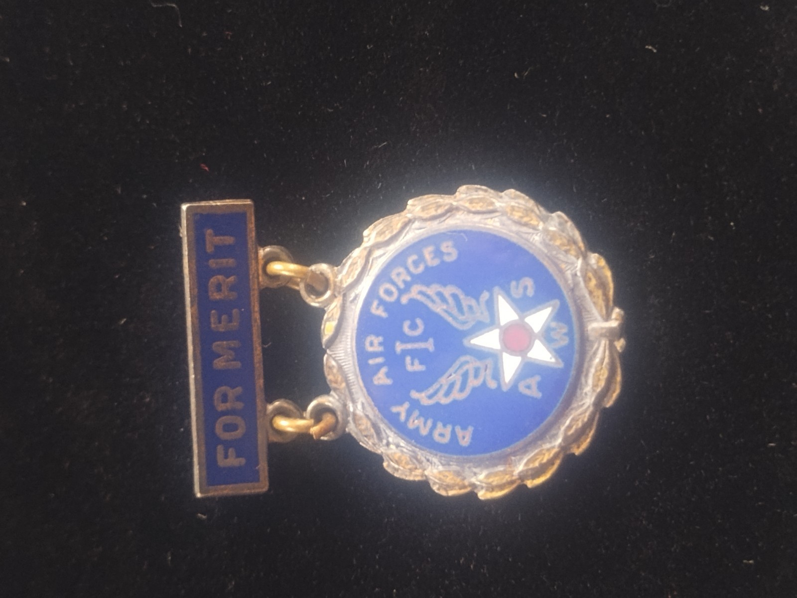 Sterling Silver Army Air Force Air Service For Merit Medal Aws FIC Enamaled 925