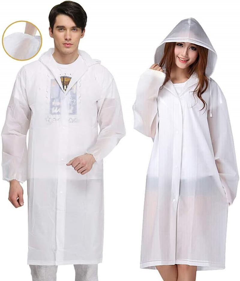 BigLion Adult Waterproof Reusable Rain Hooded Poncho with Sleeves , for Camping