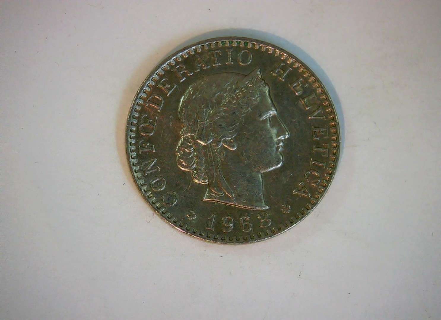 Switzerland 1963 20 Rappen Swiss Confederation (Helvetia head) 20 Rappen Coin