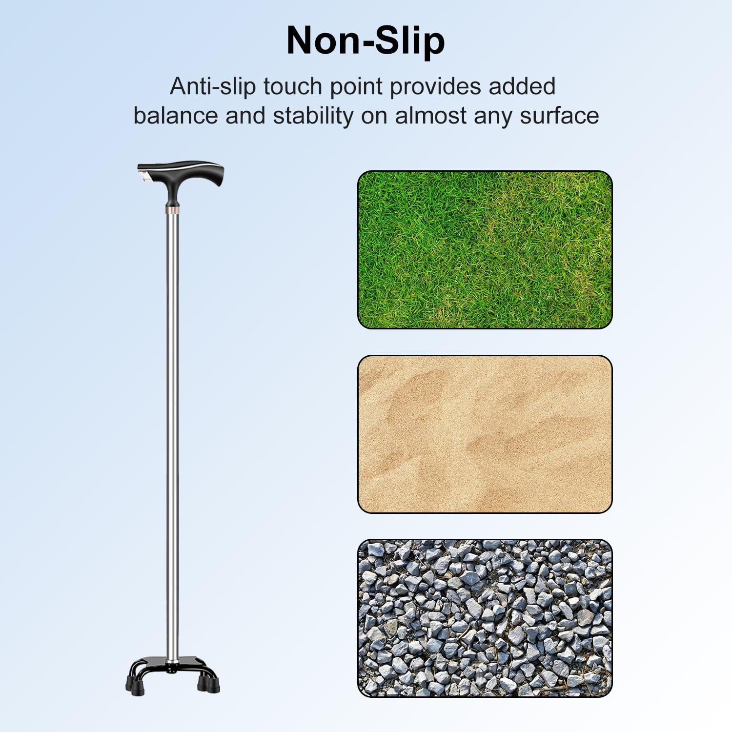 Replacement Quad Cane Tips (4 Pack) - 1/2 Inch Non-Slip Rubber Foot - Durable At