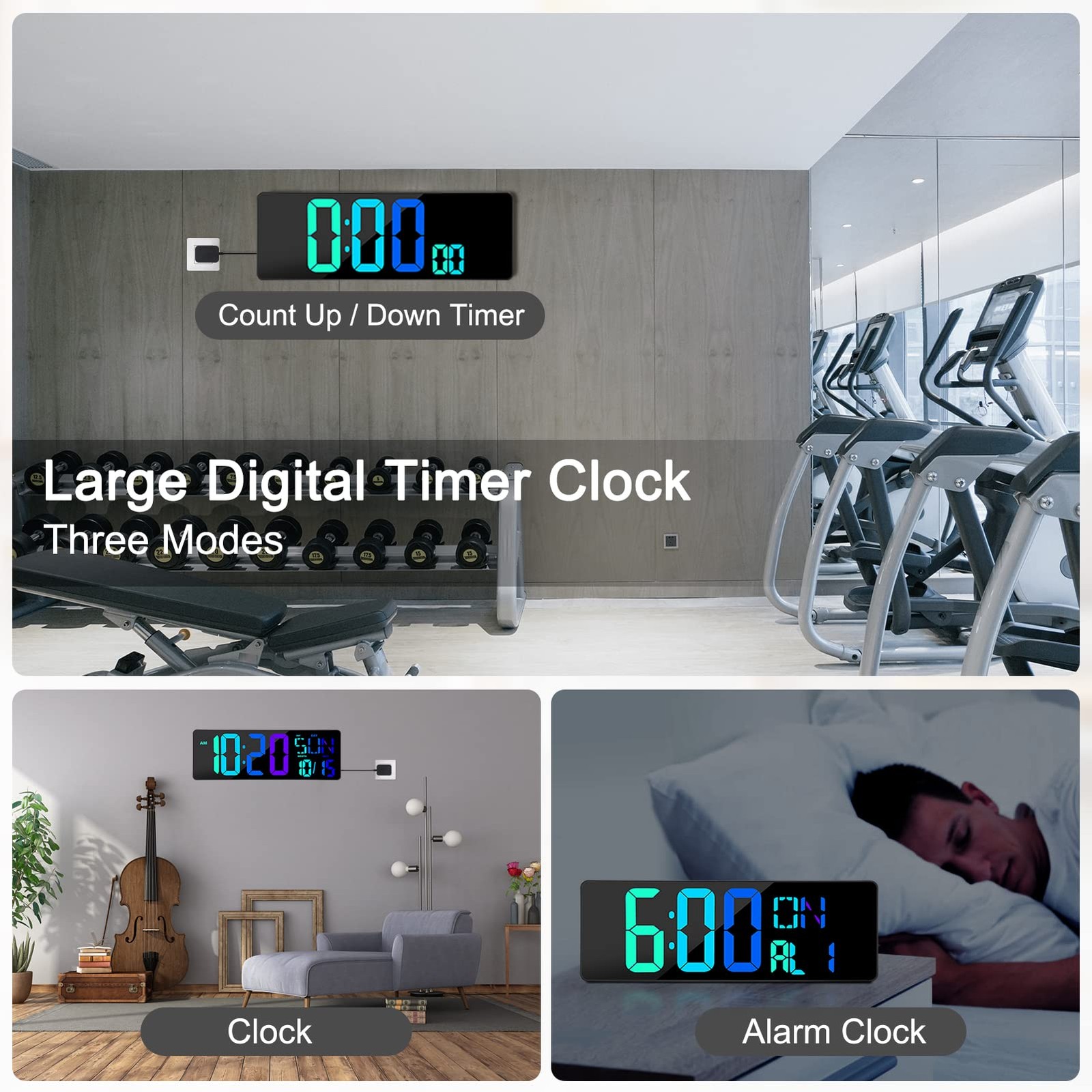 Large Digital Wall Clock with Remote Control, 17 Inch LED Large Display Count...