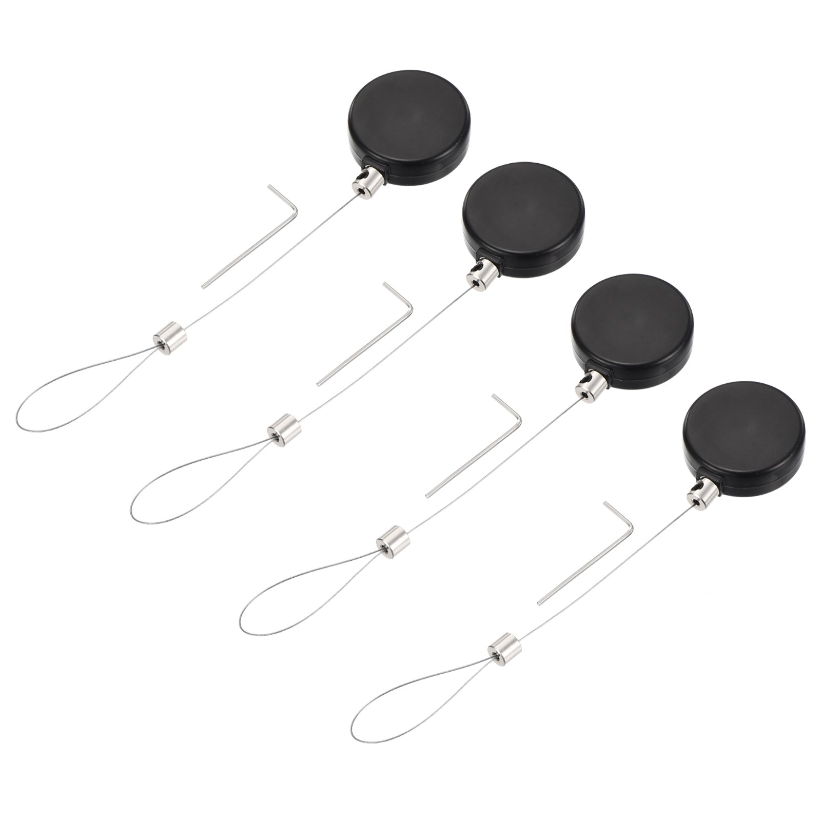 1.8ft Retractable Cable Security Lock with Latch Wrench, Black, 4 Pack