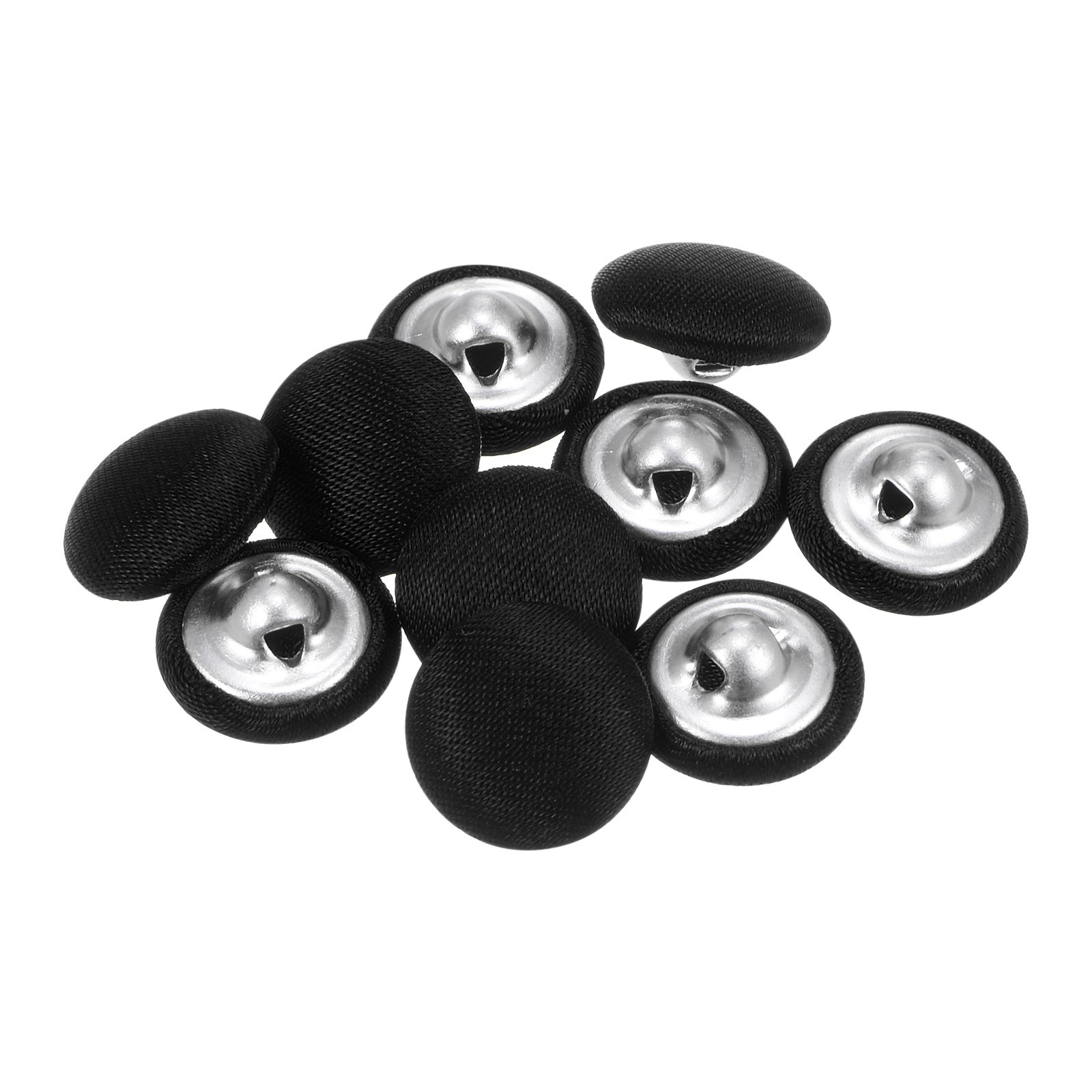 10pcs Fabric Cloth Covered Button 12.5mm Round Metal Sewing Buttons Black