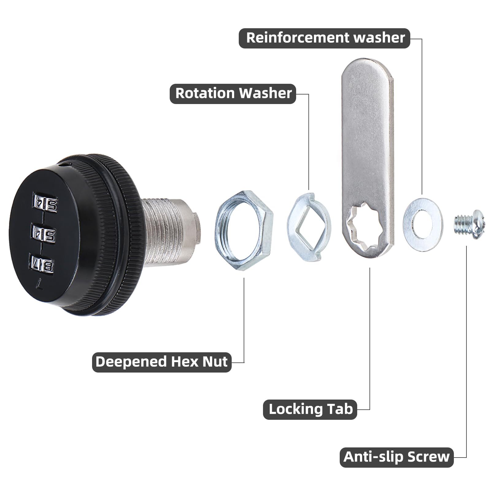 RealPlus Combination Cam Locks 3/4" Cylinder Cabinet Lock Security Cam Lock