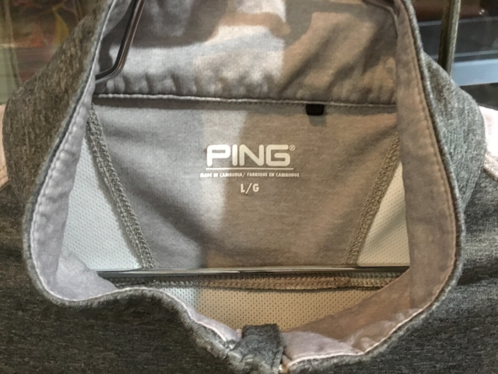 PING Golf 1/4 Zip L/S Lightweight Gray Striped Performance Pullover SZ L - Cool