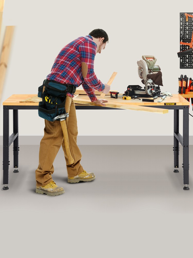 2000lbs Adjustable Workbench 48/61" L x 20" W Work Table with 28.3"-38.1" Height