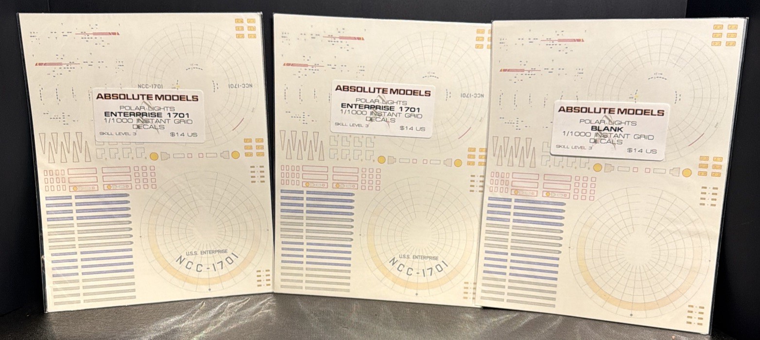 3 Absolute Models Enterprise 1:1000 Waterslide Decals Model #9 US Seller NIP