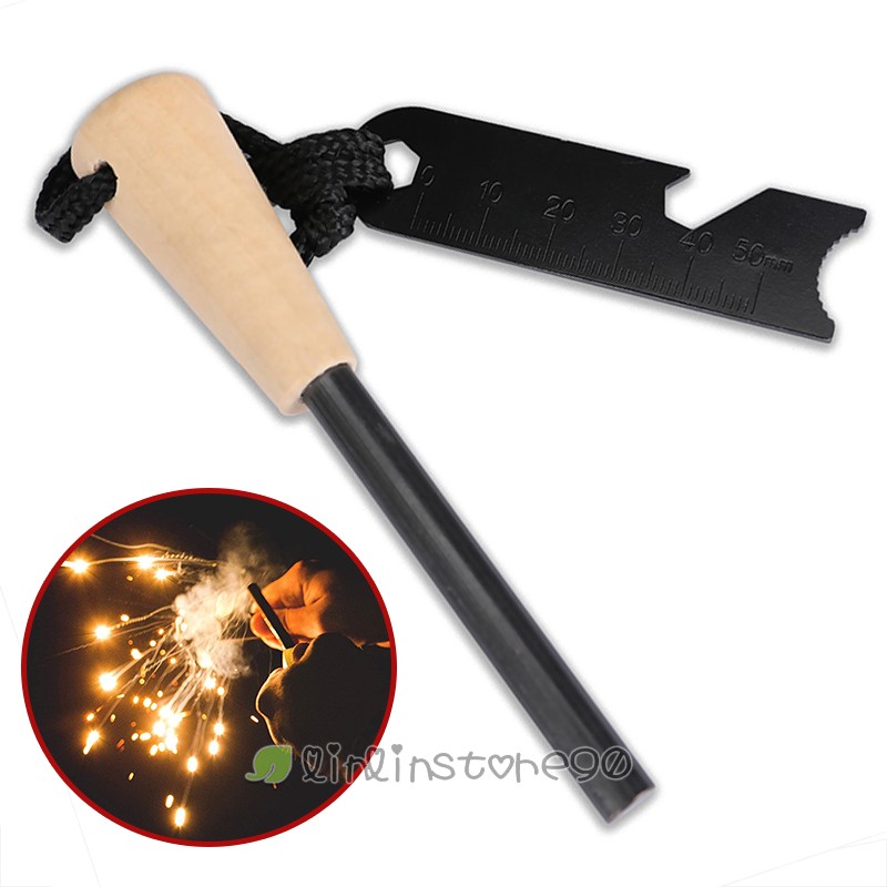 Ferro Rod Fire Starter Survival FireSteel w/lanyard &striker/scraper EDC-US Ship