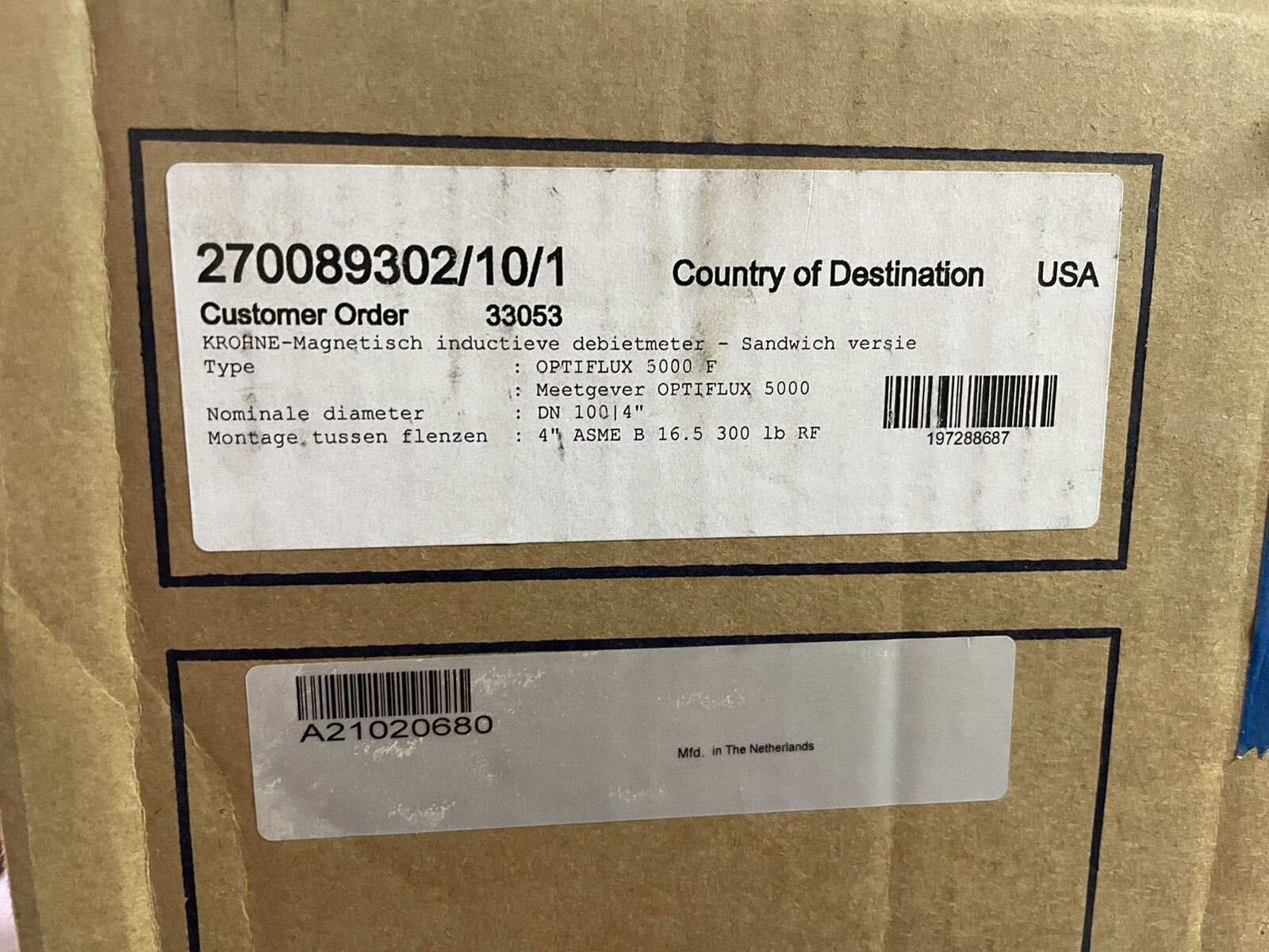 Krohne Optiflux 5000 F Electromagnetic Flow Sensor DN100 4” Altometer
