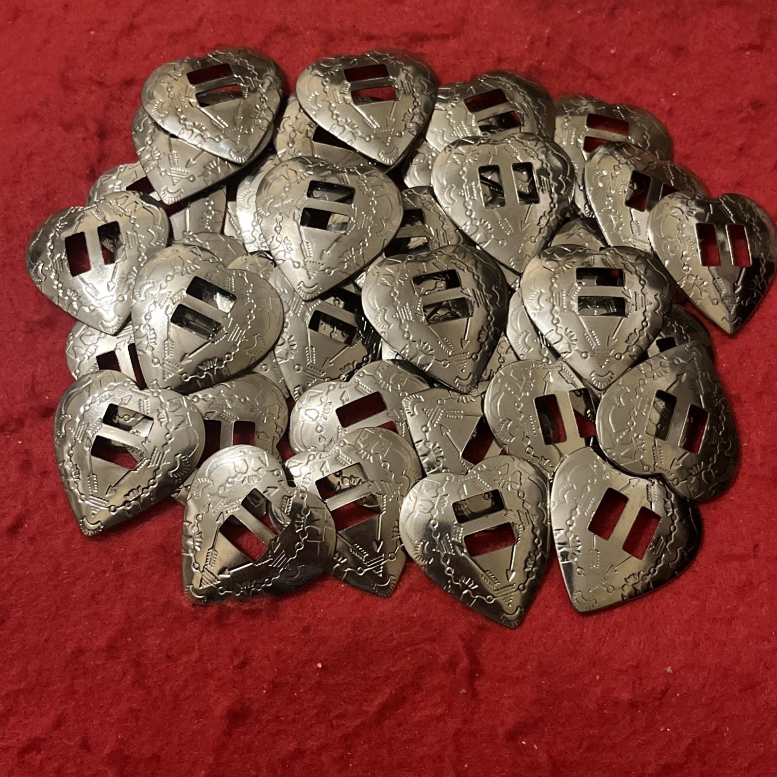 Slotted Heart Concho Lot (40) • NOS • EX Condition * FREE SHIPPING *