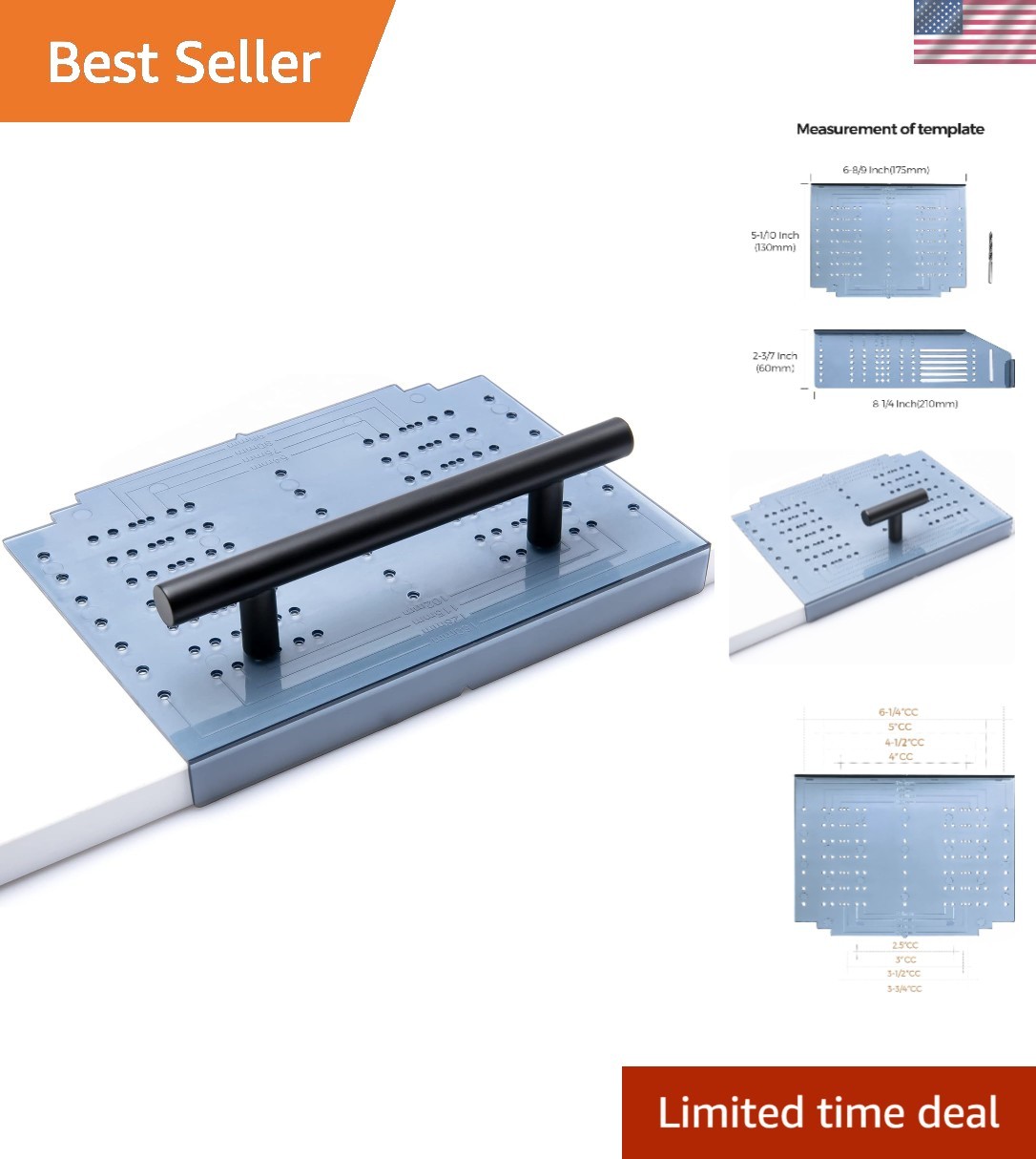 Clear Plastic Cabinet Handle Template with Drilling Guide - Accuracy Ensured