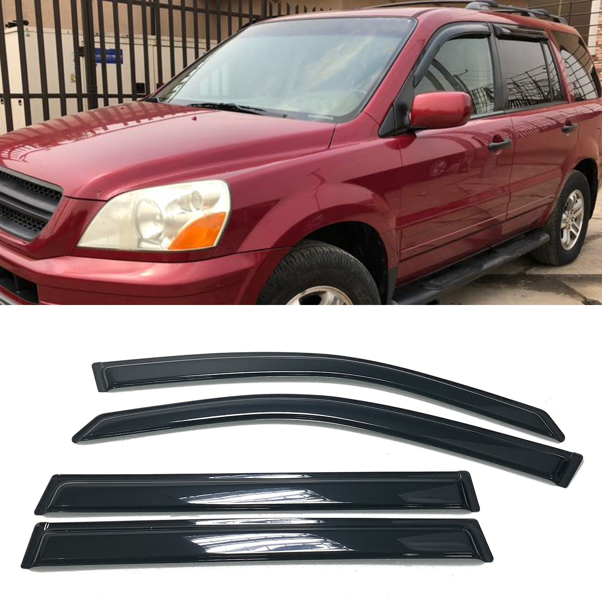 Fit for 2003-2008 Honda Pilot Window Visors Sun Vent Rain Guard Shade Smoked