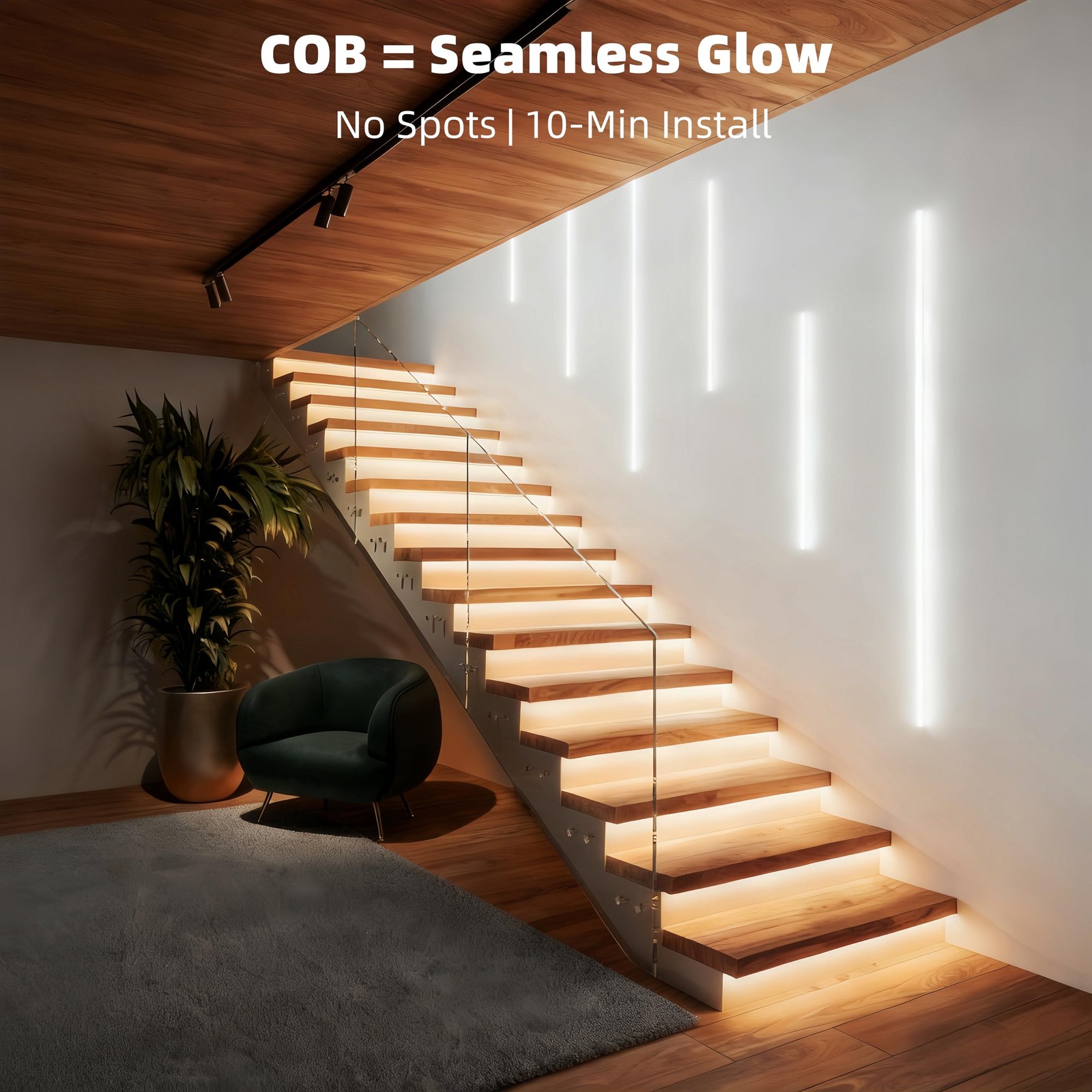 COB LED Strip Light with Remote, 16.4ft, 3000K Dimmable, Warm White LED Light...
