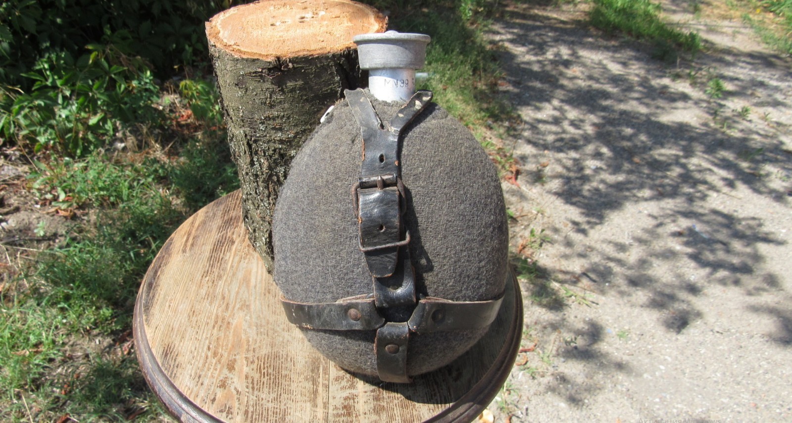 Original-Authentic  WW2 WWII  Relic German Flask Aluminum+ felt mfr Stamp MN 39