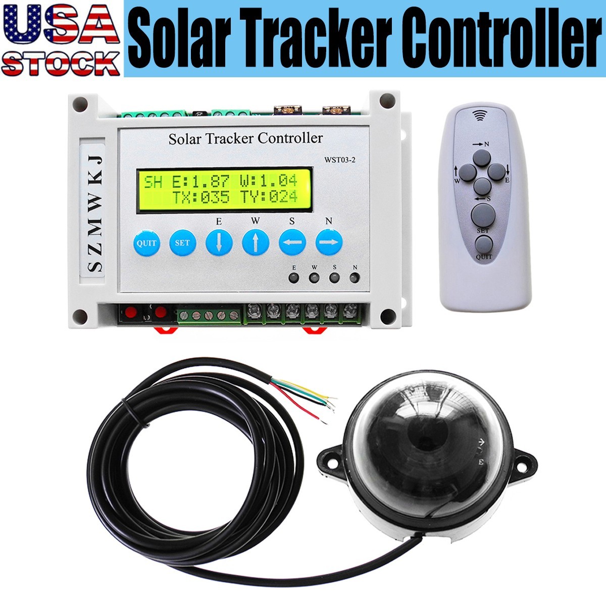 Dual Axis LCD Solar Tracker Controller Automatic Solar Tracking & Remote Control