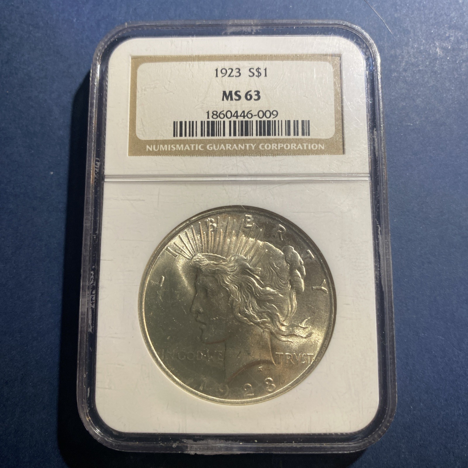 1923 United States Silver Peace Dollar $1 NGC MS63 Grade