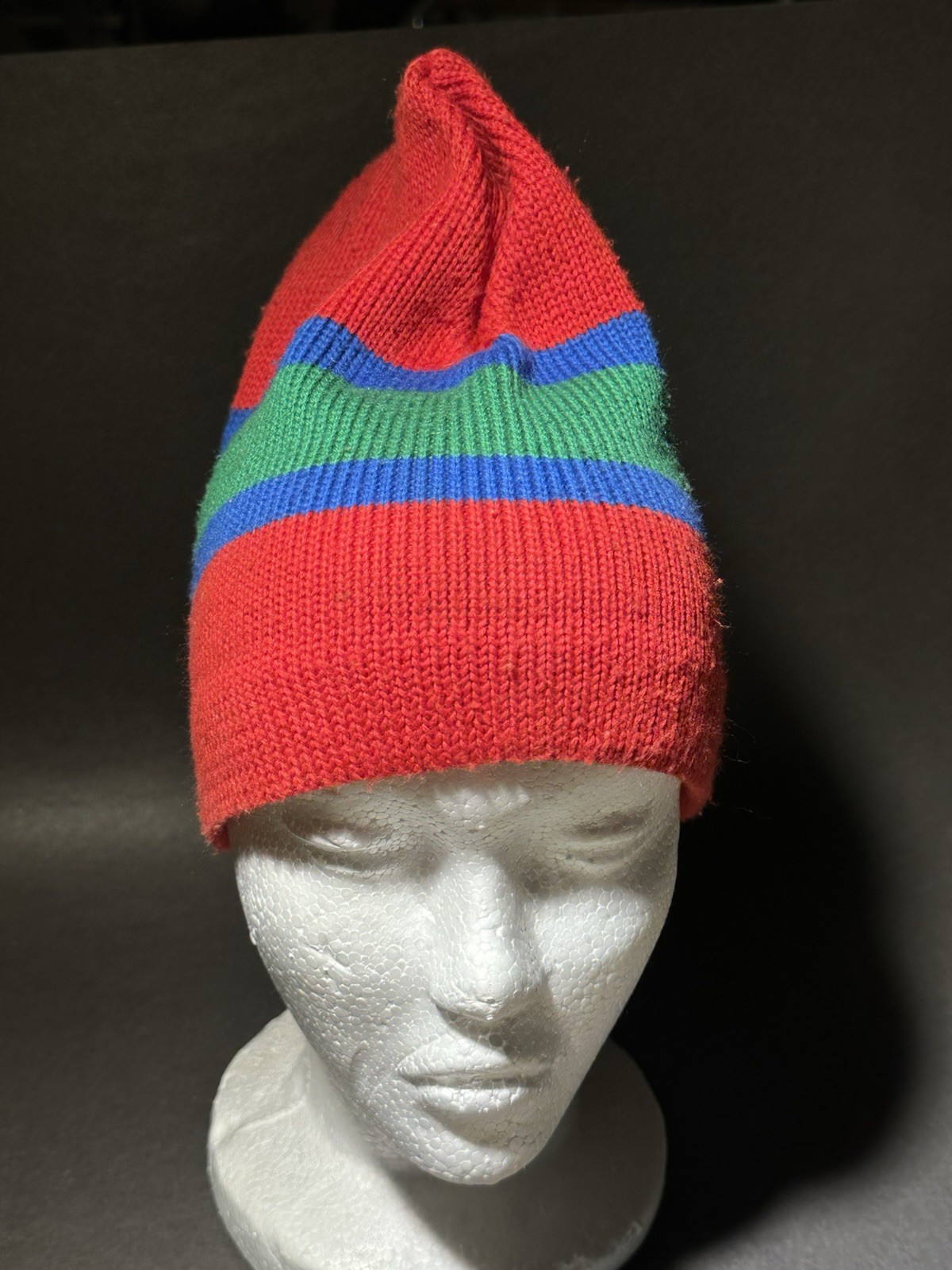 Vintage SKIBQUE Red Blue Green Stripe Ski Hat Pre-owned