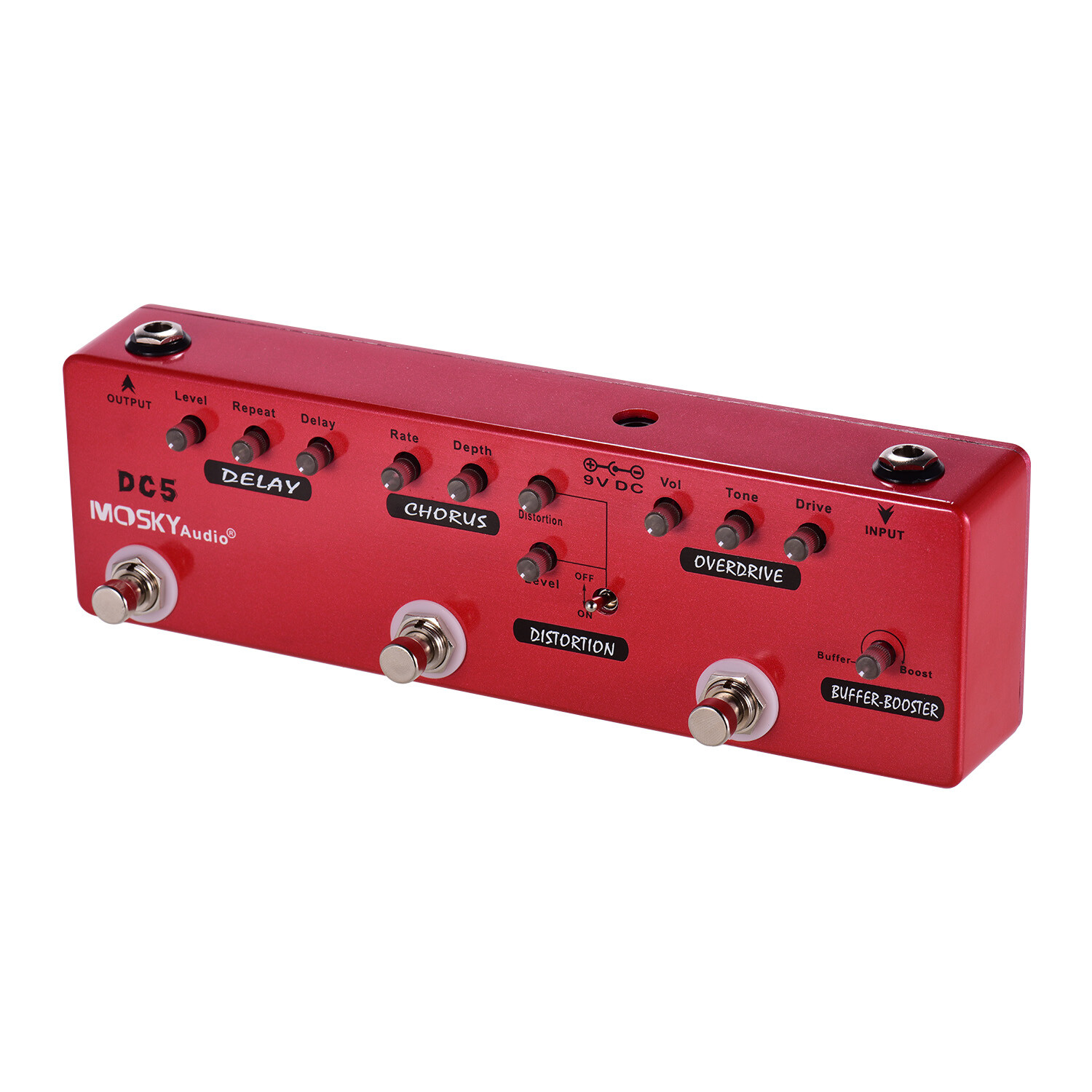 MOSKY Multi-Effects Pedal Delay Chorus Distortion Overdrive Booster Buffer Unit