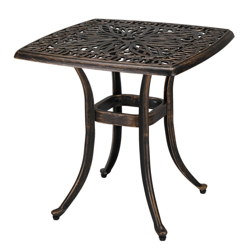 Outdoor/Indoor End table 21.3 inch Square Garden Cast Aluminum Table Bronze