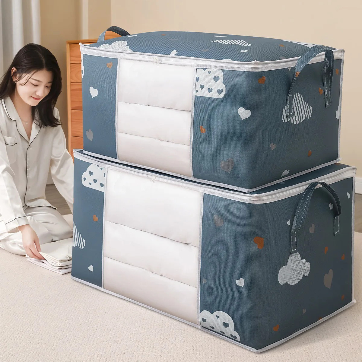 Large Capacity Non-Woven Storage Bag Dustproof Odorless Blanket Organizer for Ho