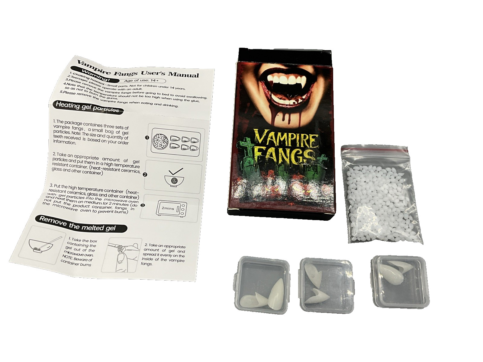 3 Pairs Vampire Teeth Fangs, Realistic Vampire Accessories Fangs For Halloween