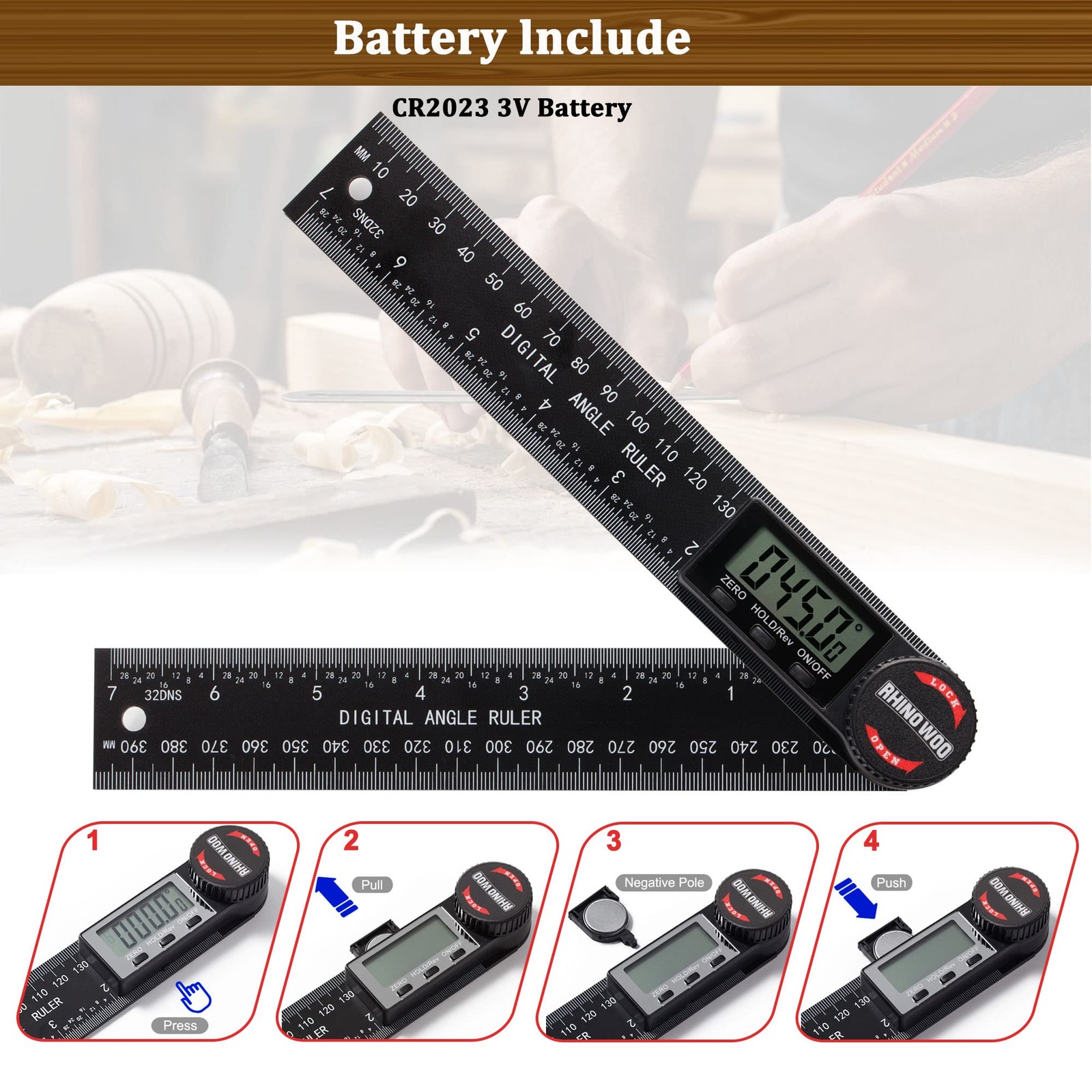 Digital Angle Finder Protractor, Angle Measuring Tool for Woodworking/Carpenter/