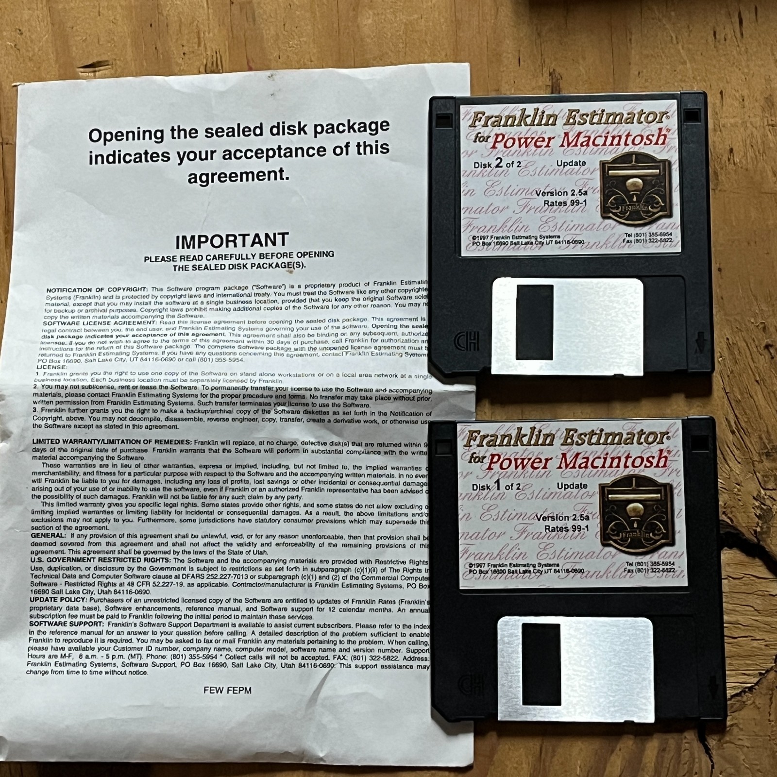 Franklin Estimator Version 2.5, 1994 3.5" Floppy Disk In Packaging For Macintosh