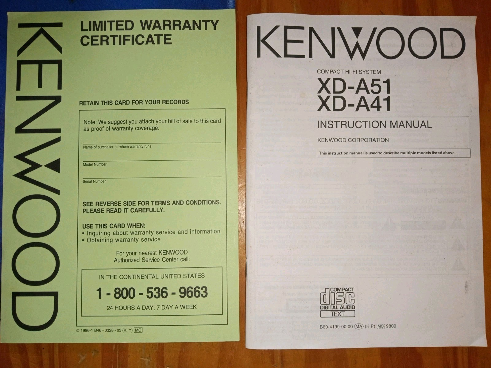 Kenwood XD-A51 / XD-A41  - Instruction Manual! Fast Shipping! VGC!