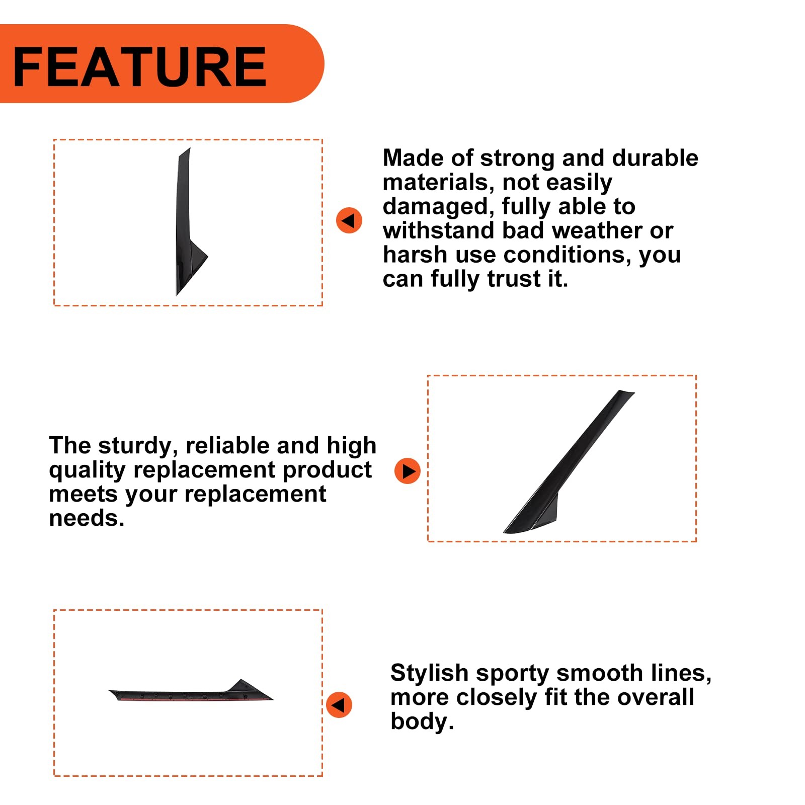 Left APillar Molding Windshield Outer Trim Compatible with 20112019 Ford Expl...