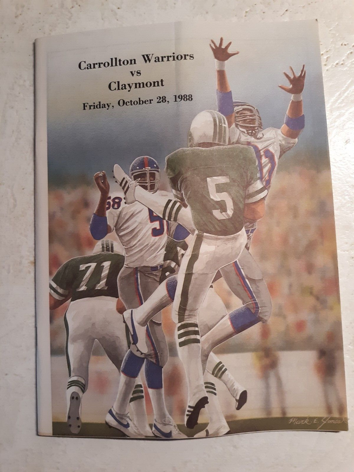 football program Carrollton Warriors vs Claymont Mustangs Oct. 28. 1988