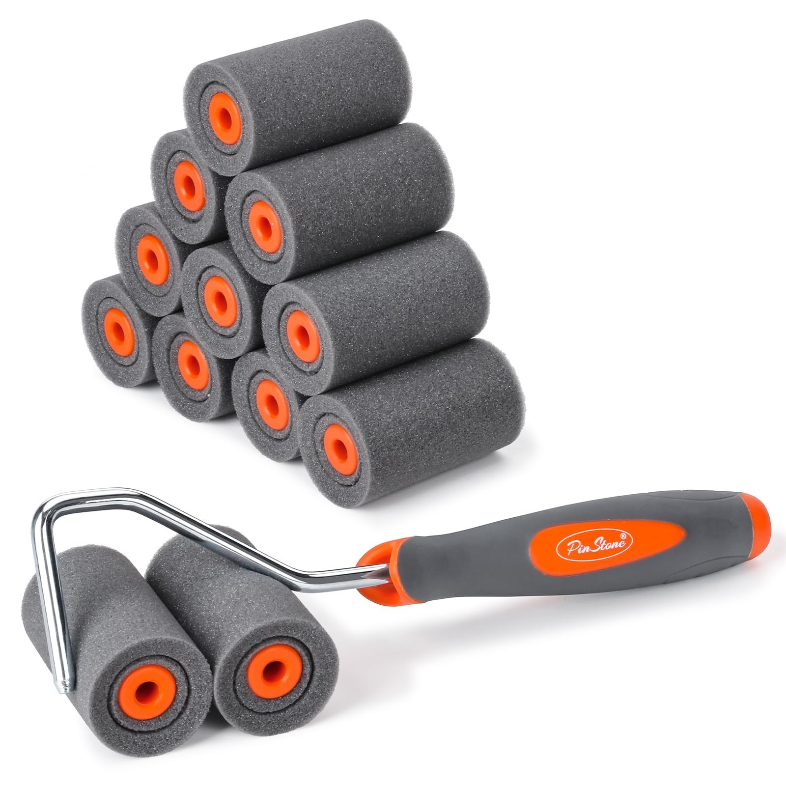 13 Pack 2" High Density Foam Paint Roller Kit, Caved-in Black Foam Roller for...