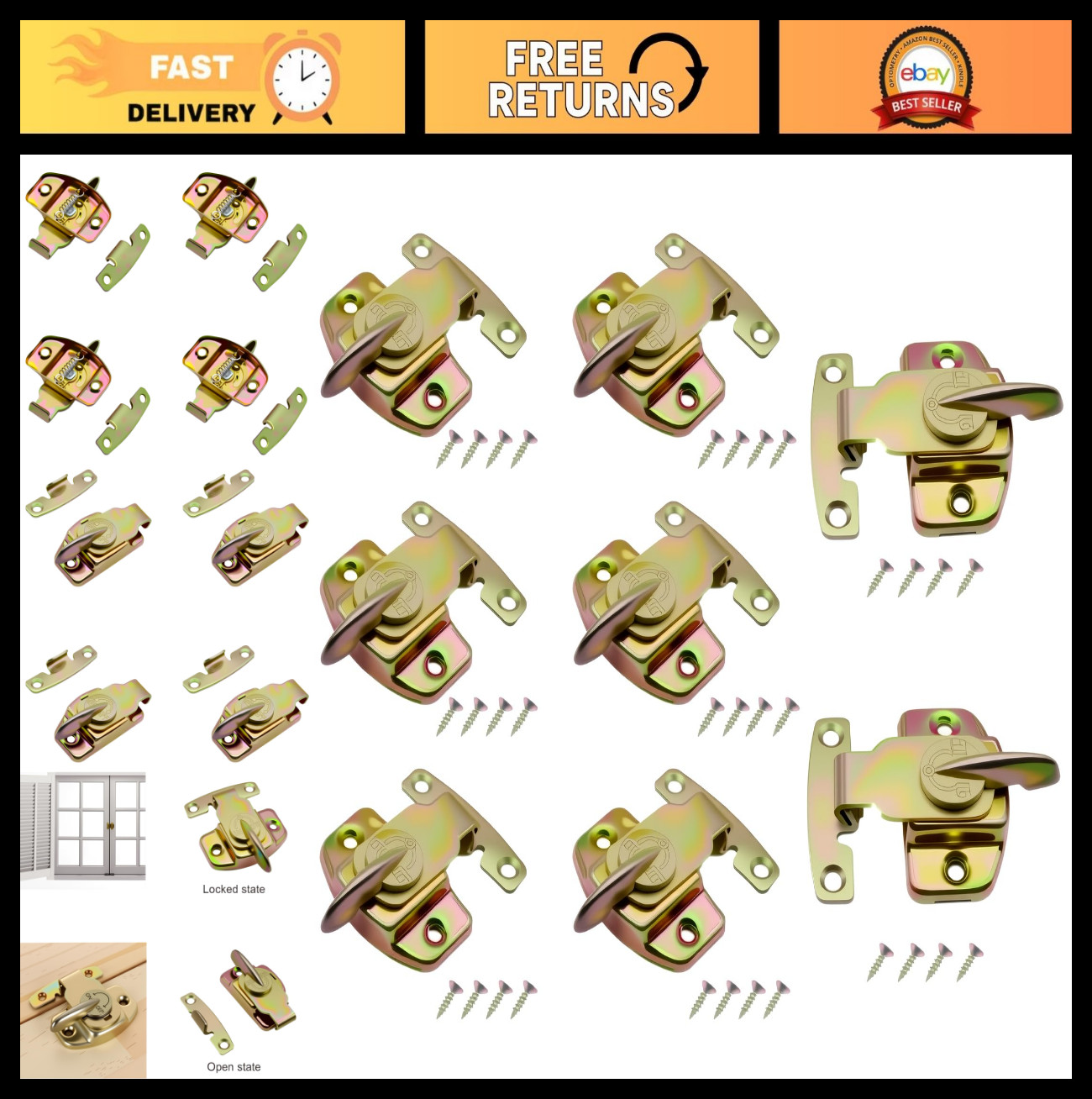 8 Pack Heavy Duty Table Locks - Align-N-Lock Leaf Buckle Connectors with Screws