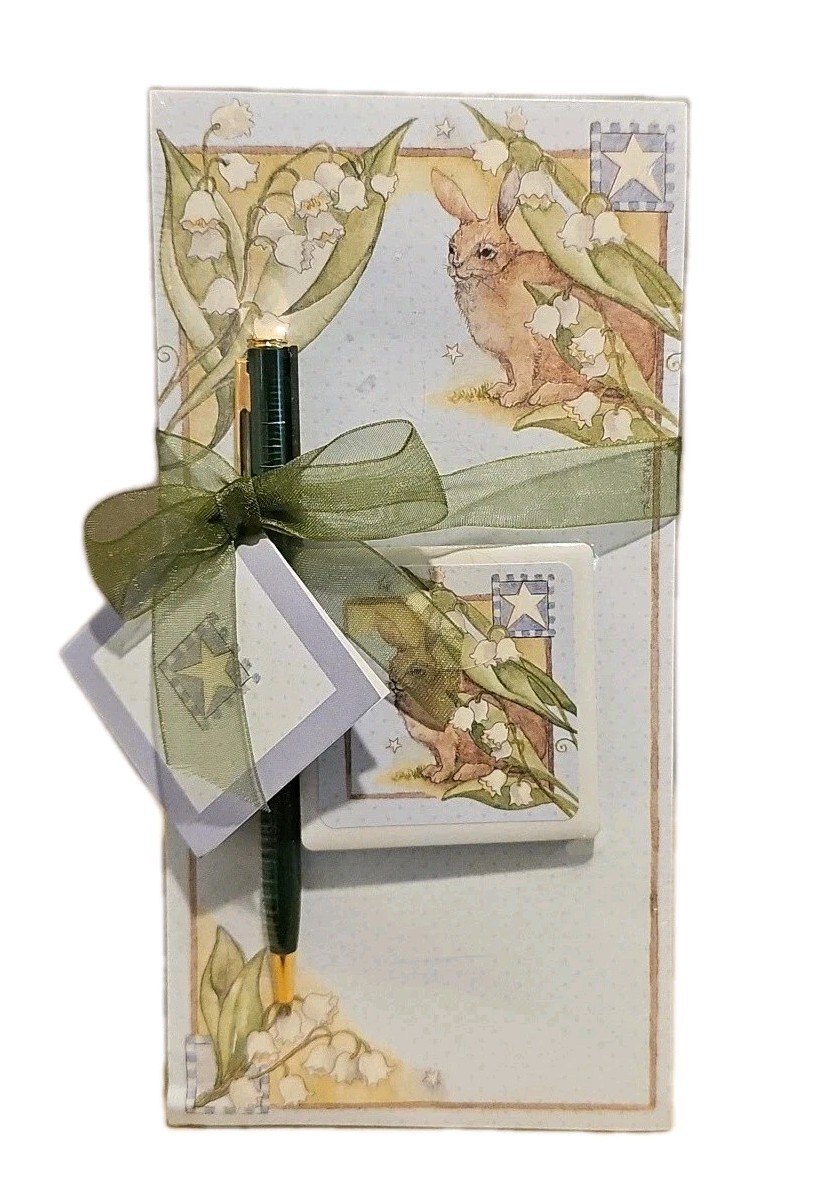 Wellspring Notepad, Pen & Magnet Set For Fridge Secret Bunny Gift Set - 4" X 8"