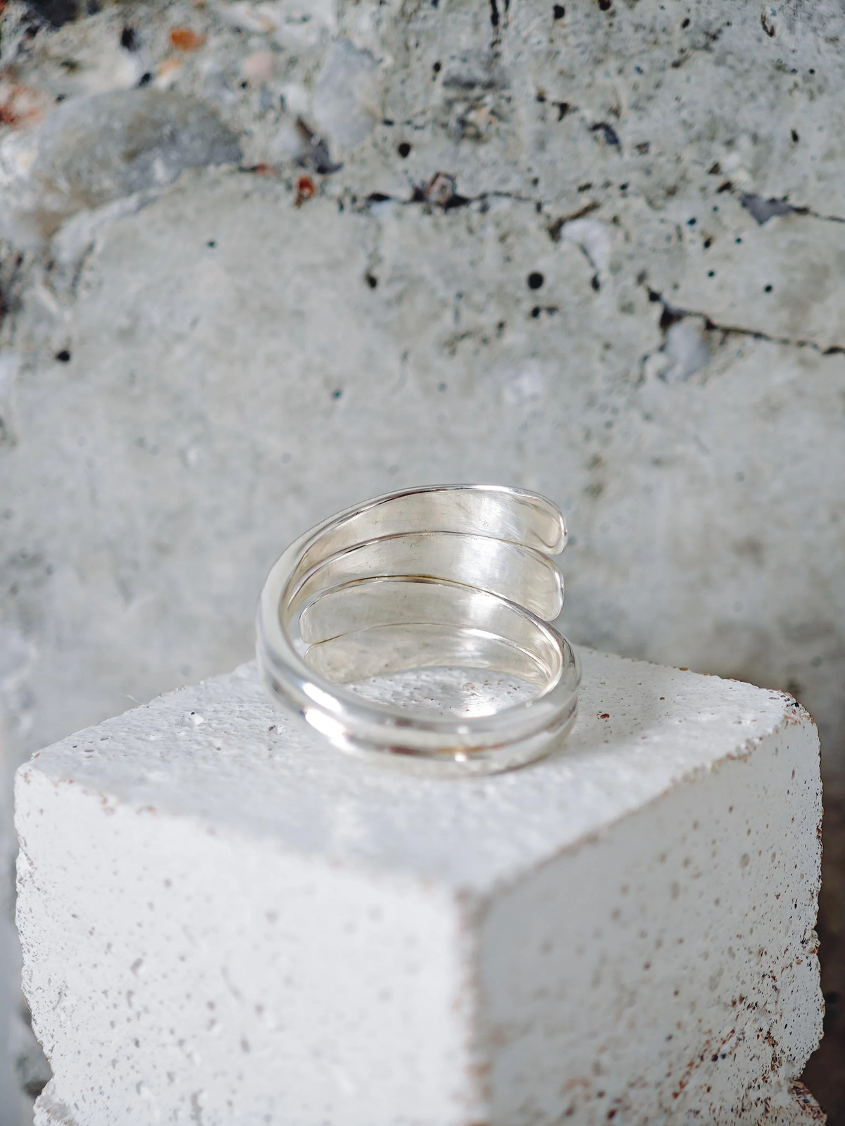 Statement 925 Silver Wrap Ring, Wide Wrap Ring, Curved Silver Ring
