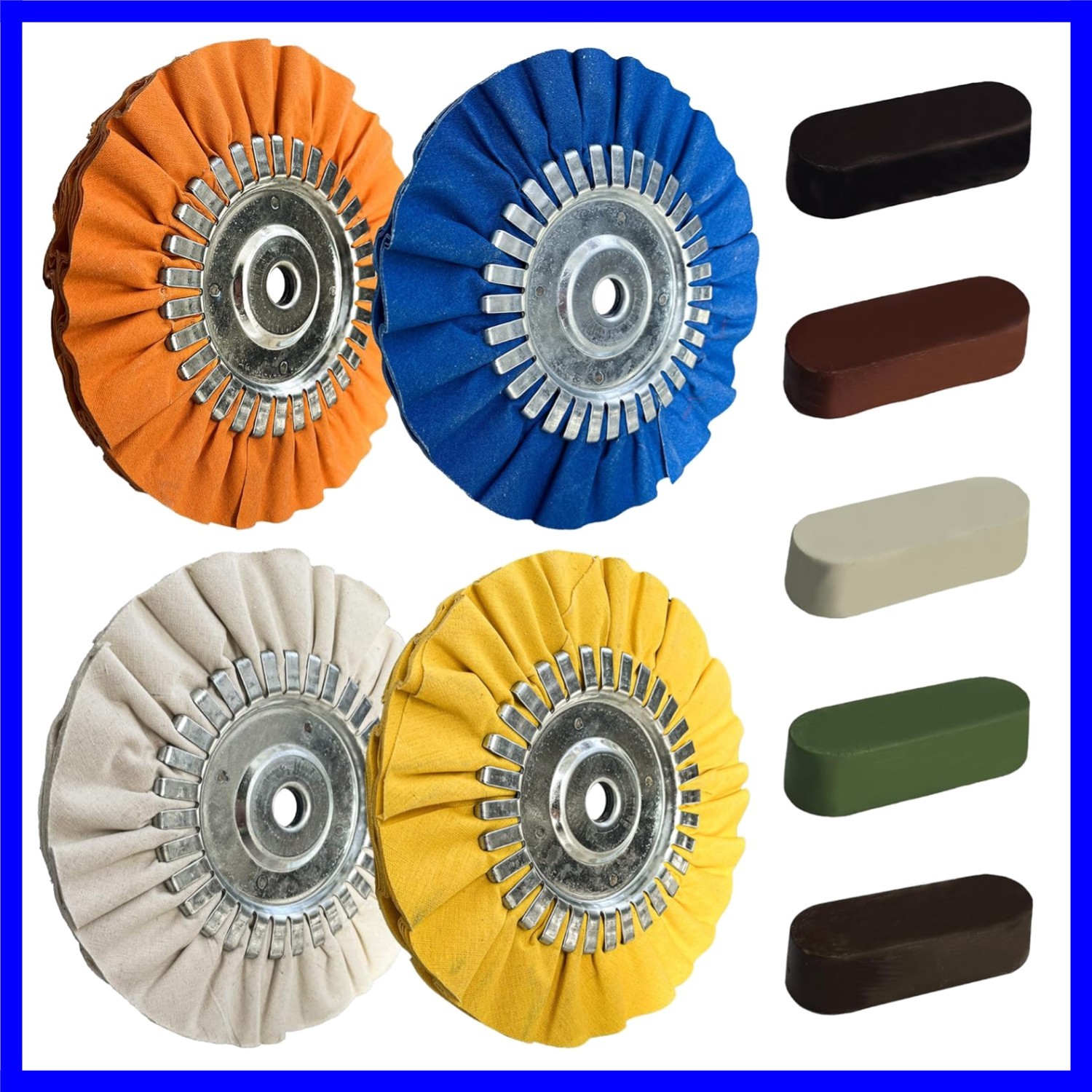 8" Airway Buffing Wheel Kit - 9Pcs Aluminum Metal Polishing Set with 5/8" Arb...