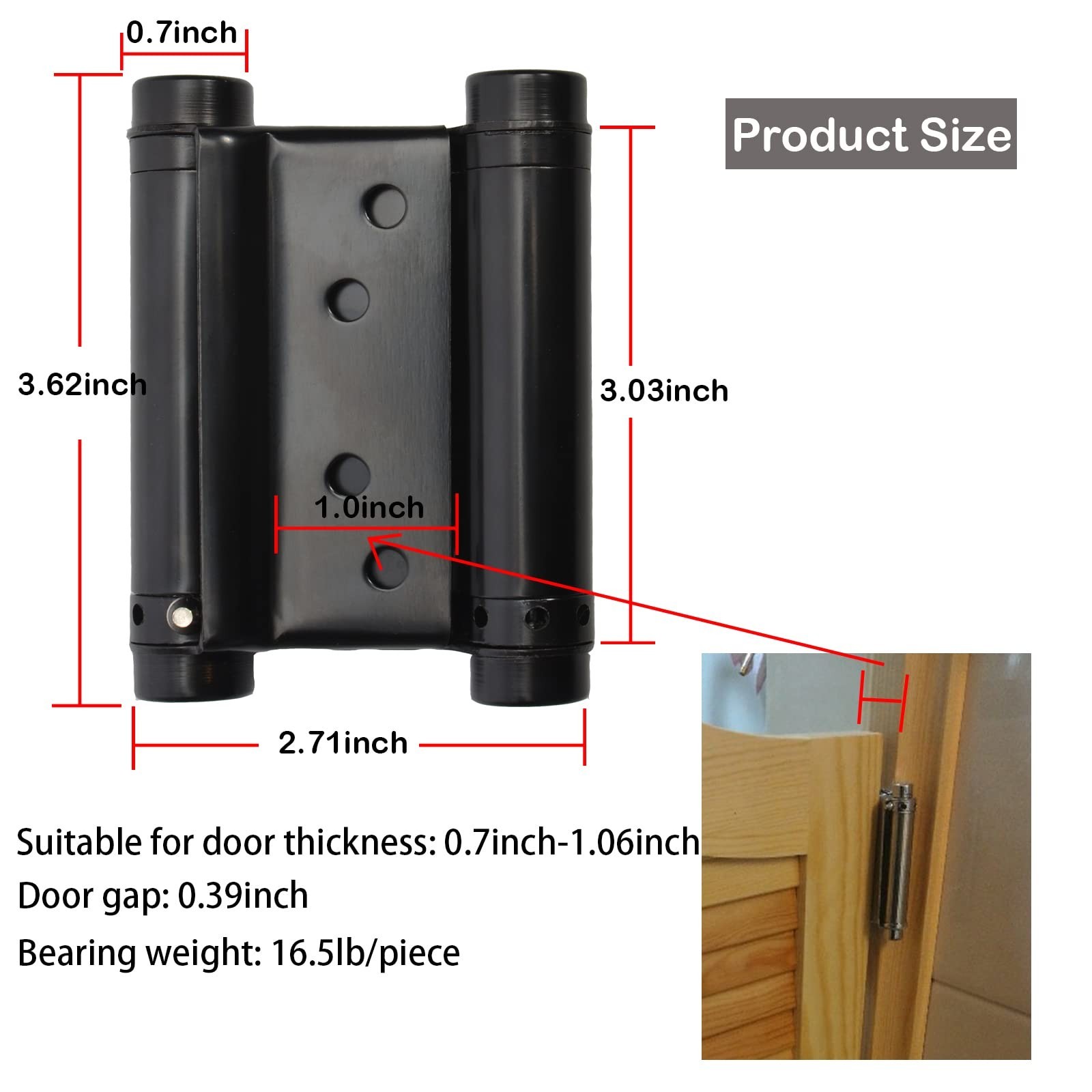3" Double Action Spring Hinges, Self Closing Door Hinges for Saloon Cafe Pub ...