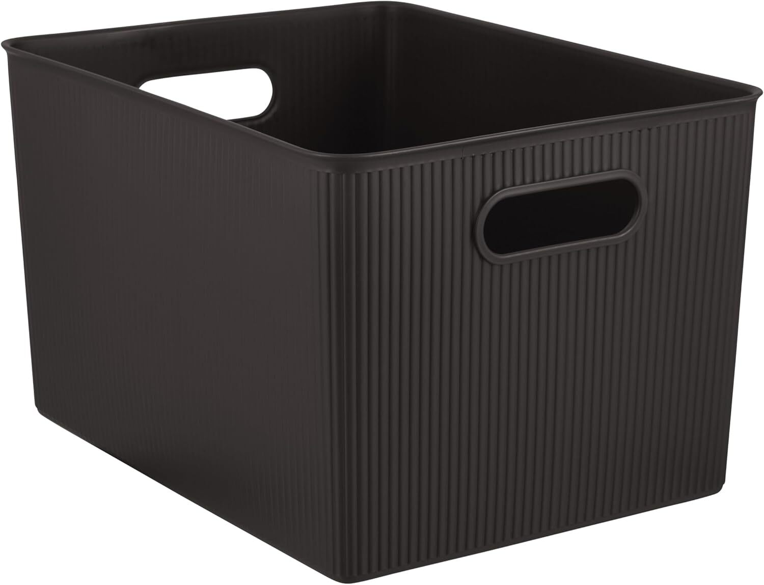 Superio 22L Large Ribbed Storage Bin- Plastic Storage Bin  (4 Pack, Brown)