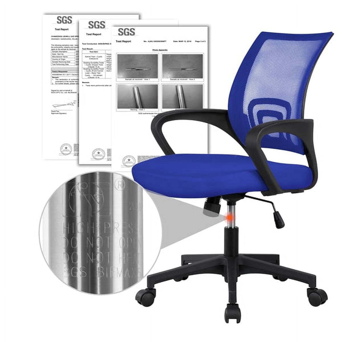 Rolling Task Chair Adjustable Mid Back Mesh Swivel Office Chair with Armrests
