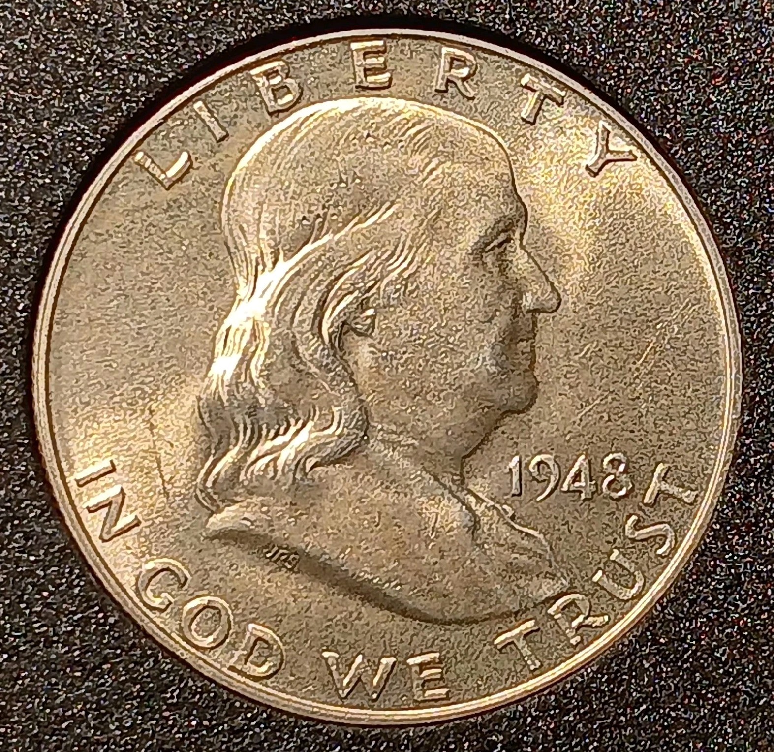 1948 Franklin Silver Half Dollar. FBL. MS. Original Gem. Key Date.