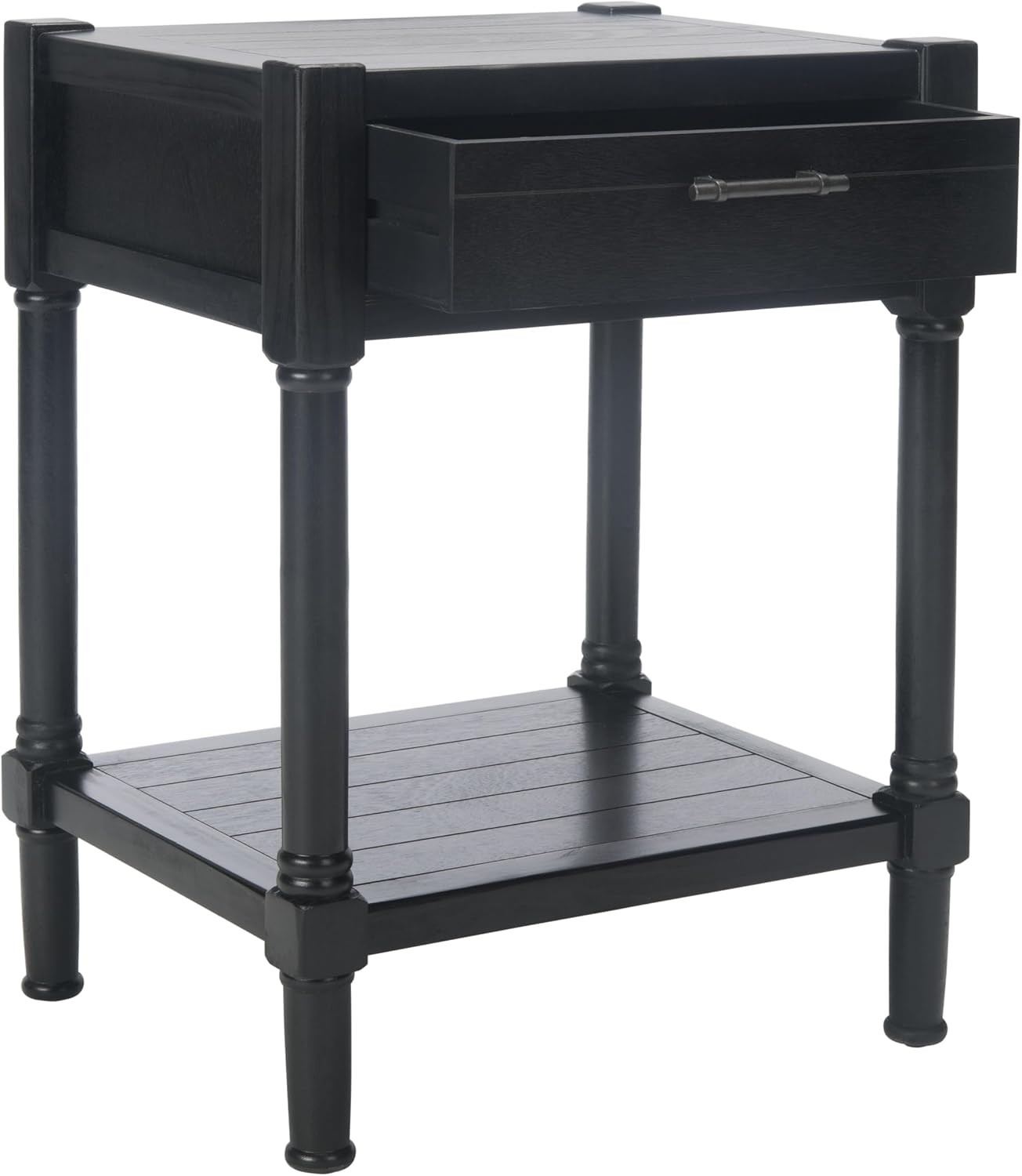 SAFAVIEH Home Collection – Filbert Black Accent Table with Drawer & Shelf, Moder