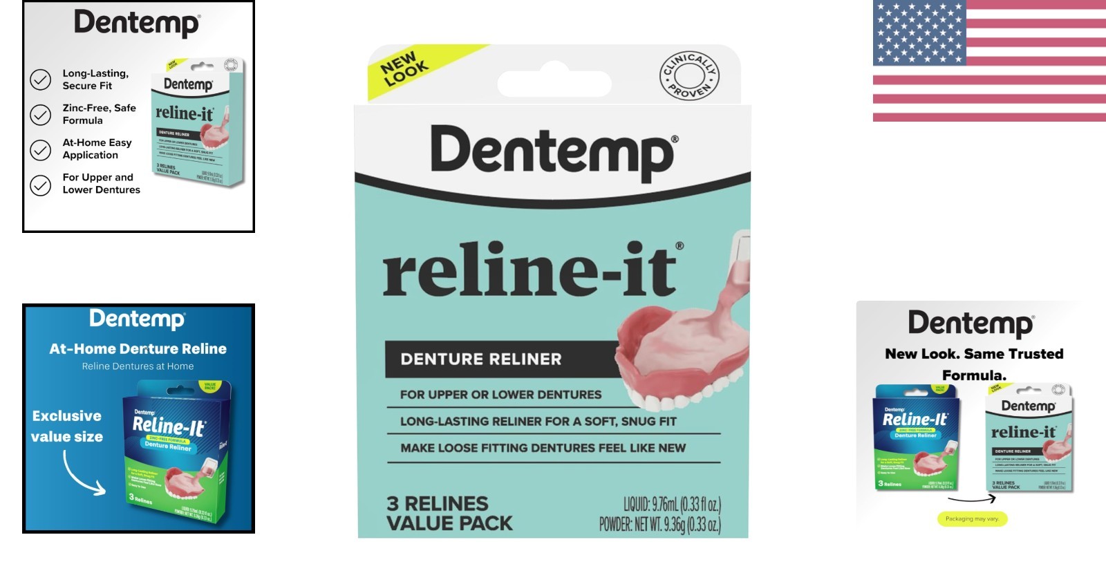 3-Pack Advanced Denture Reliner - Quick Fix for Loose Dentures - Non-Irritating