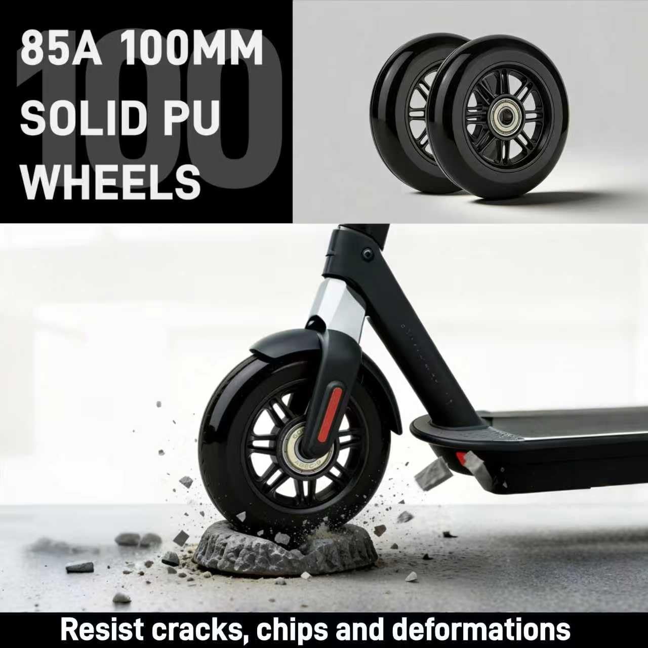 Replacement 100mm Kick Scooter Wheels - High-Speed Bearings, Durable PU Pair