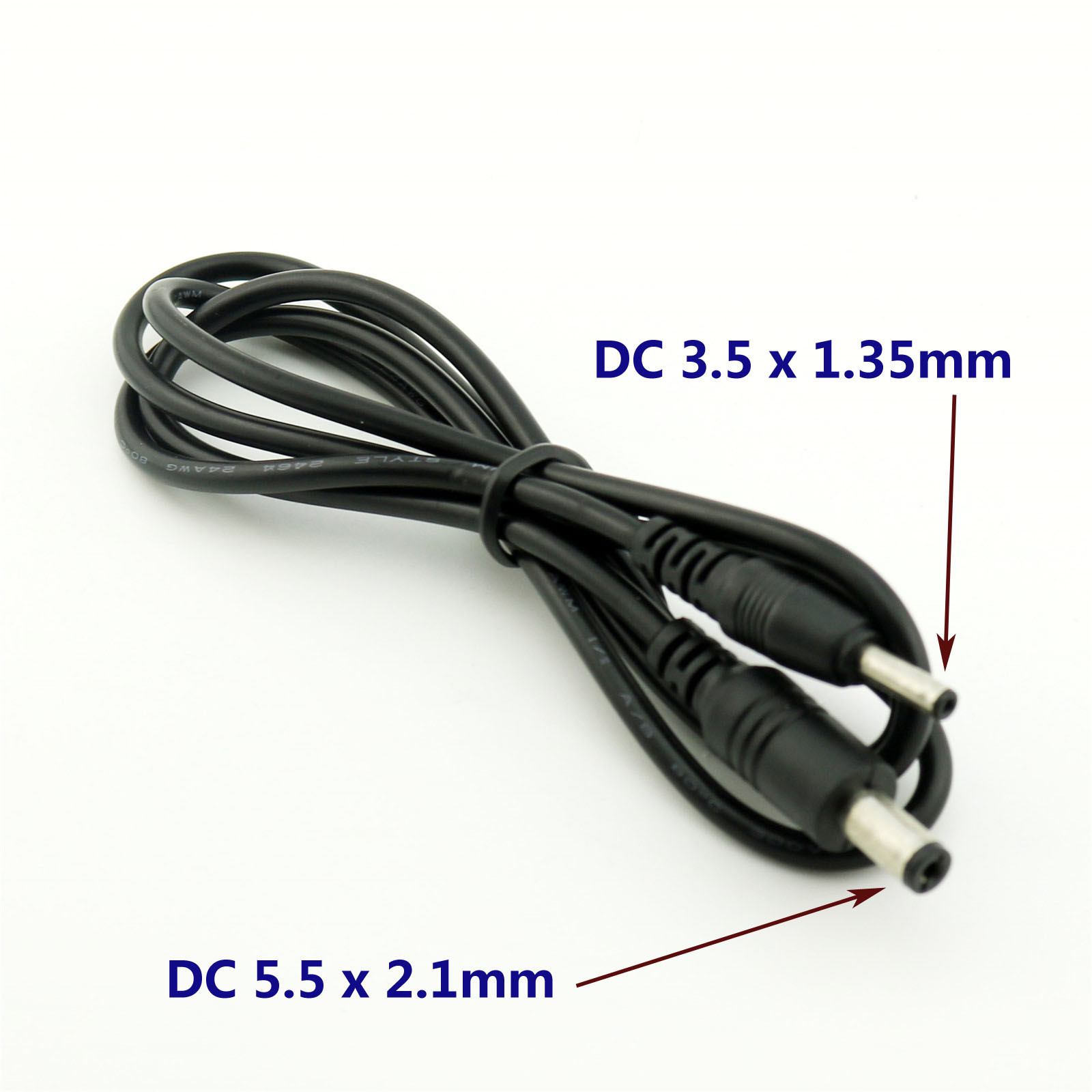 DC 5.5mm x 2.1mm Plug to 3.5 x 1.35mm Male CCTV Power Charger Adapter Cable 3ft