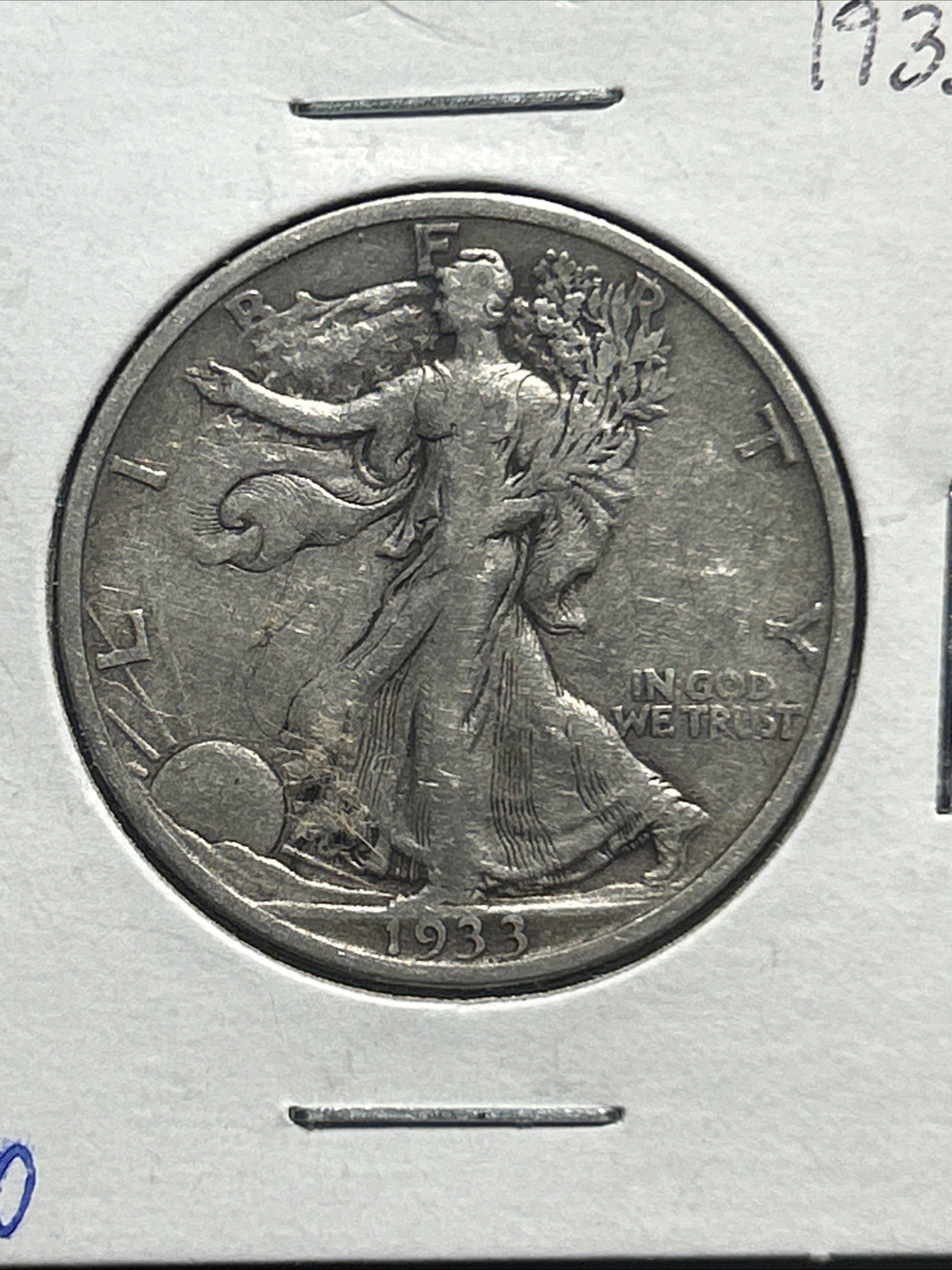 1933-S Very Fine Walking Liberty Silver Half Dollar 50c San Francisco VF+ EF