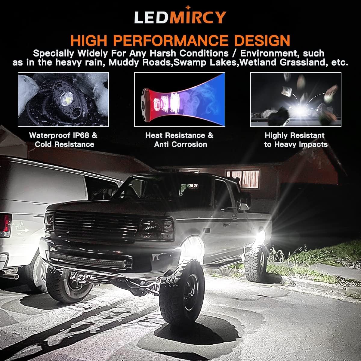 R1 Pure White Rock Lights 40PCS High Power