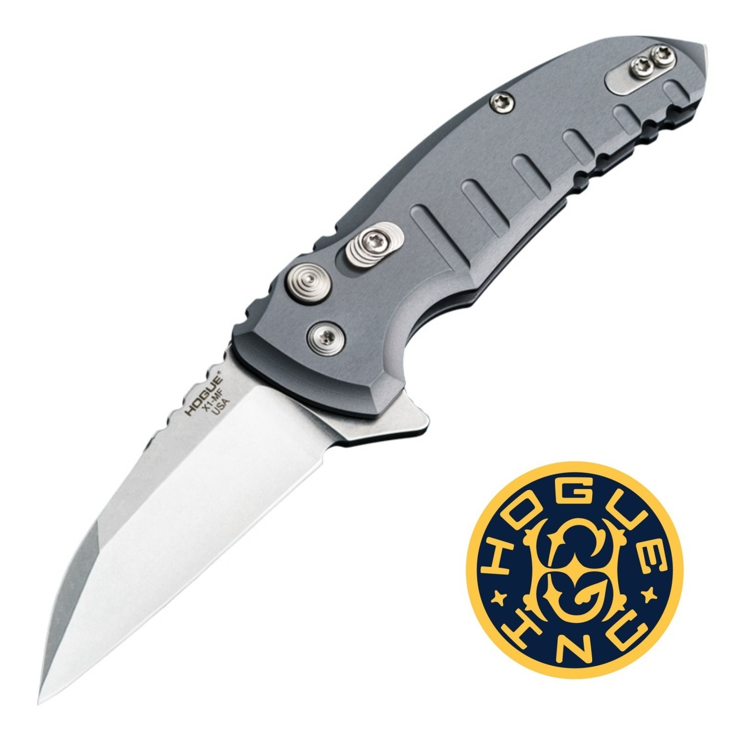 Hogue X1 Microflip Knife 2.75" Wharncliffe CPM, Stone Tumbled, Matte Grey #24162