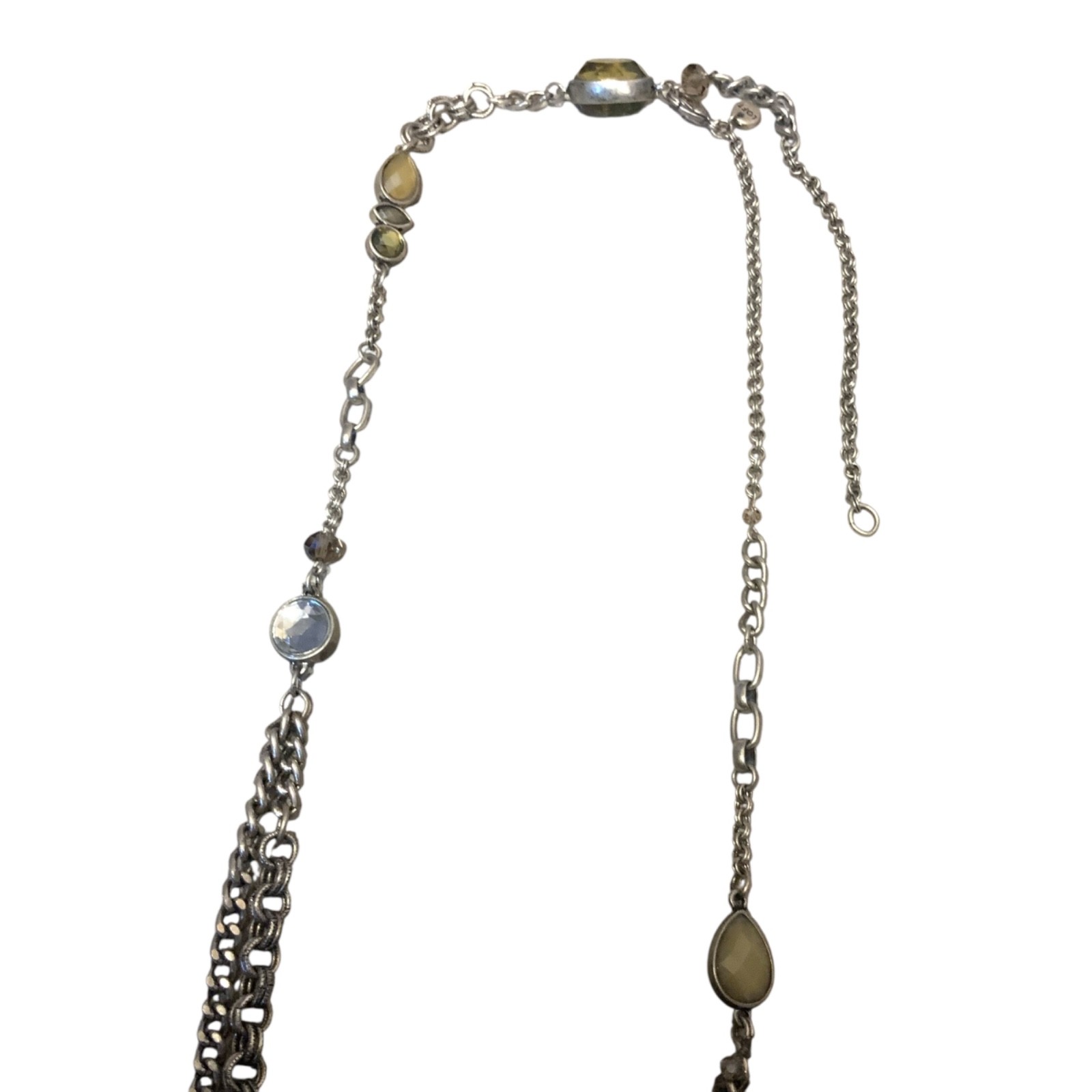 LOFT Silvertone Gray Bead Scoop Chain Necklace